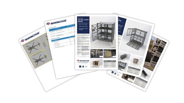 Stack of PDFs with layout and product info printed from SHARKCAGE3D planner